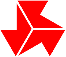 昭和23年(1948)に全国高等学校体育連盟が発足し、昭和25年(1950)にこのマークが定められました。このマークを構成している３つの「Ｋ」は真紅によって浮き出され、次のようなドイツ語の頭文字を取ったものです。『KRAFT−力』、『KUNST−技』、『KLARHEIT−明朗な精神』　これは「若い力と技と明朗な精神」を象徴し、真紅の色彩は「高い理想」と「希望に燃える若者の情熱」を象徴するもので、３つの「Ｋ」のマークは高体連旗となって、全国大会はもちろんのこと、高体連の主催による大会には必ず会場に掲げられます。